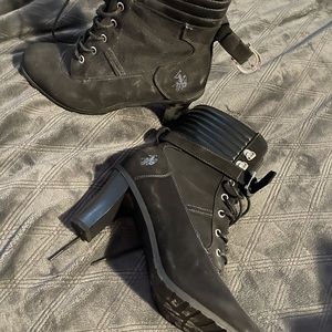 Polo Boots - Black with Lace and Buckle